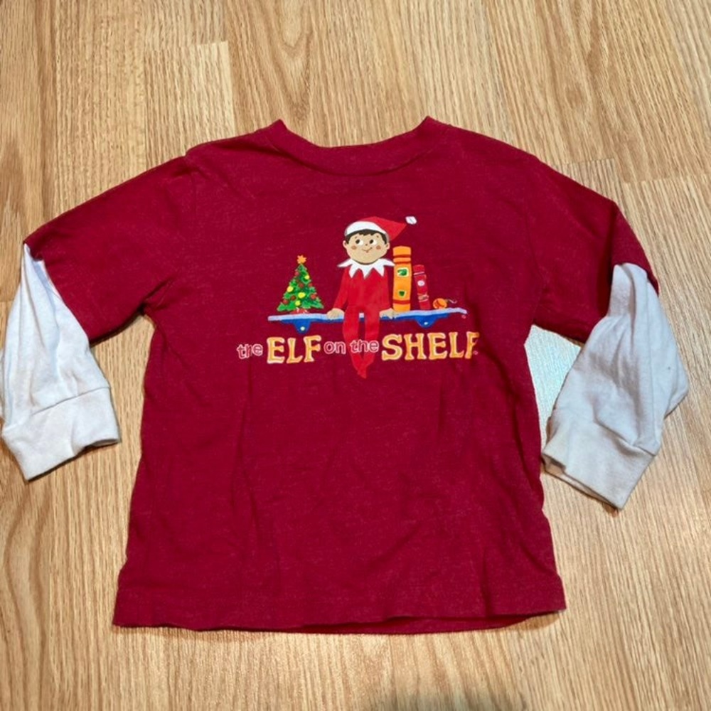 The Elf On The Shelf Toddler Shirt Long‎ Sleeve Red Christmas Holiday 18M
